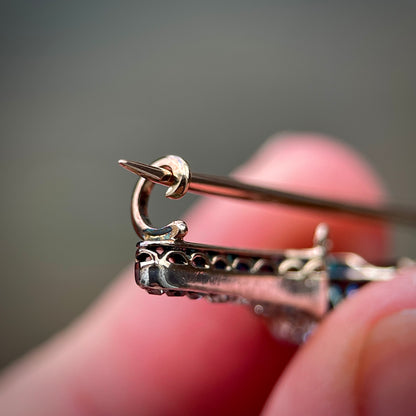 Antique Gold & Silver 1.00ct Old Cut Diamond Equestrian HorseShoe Brooch Bar Pin