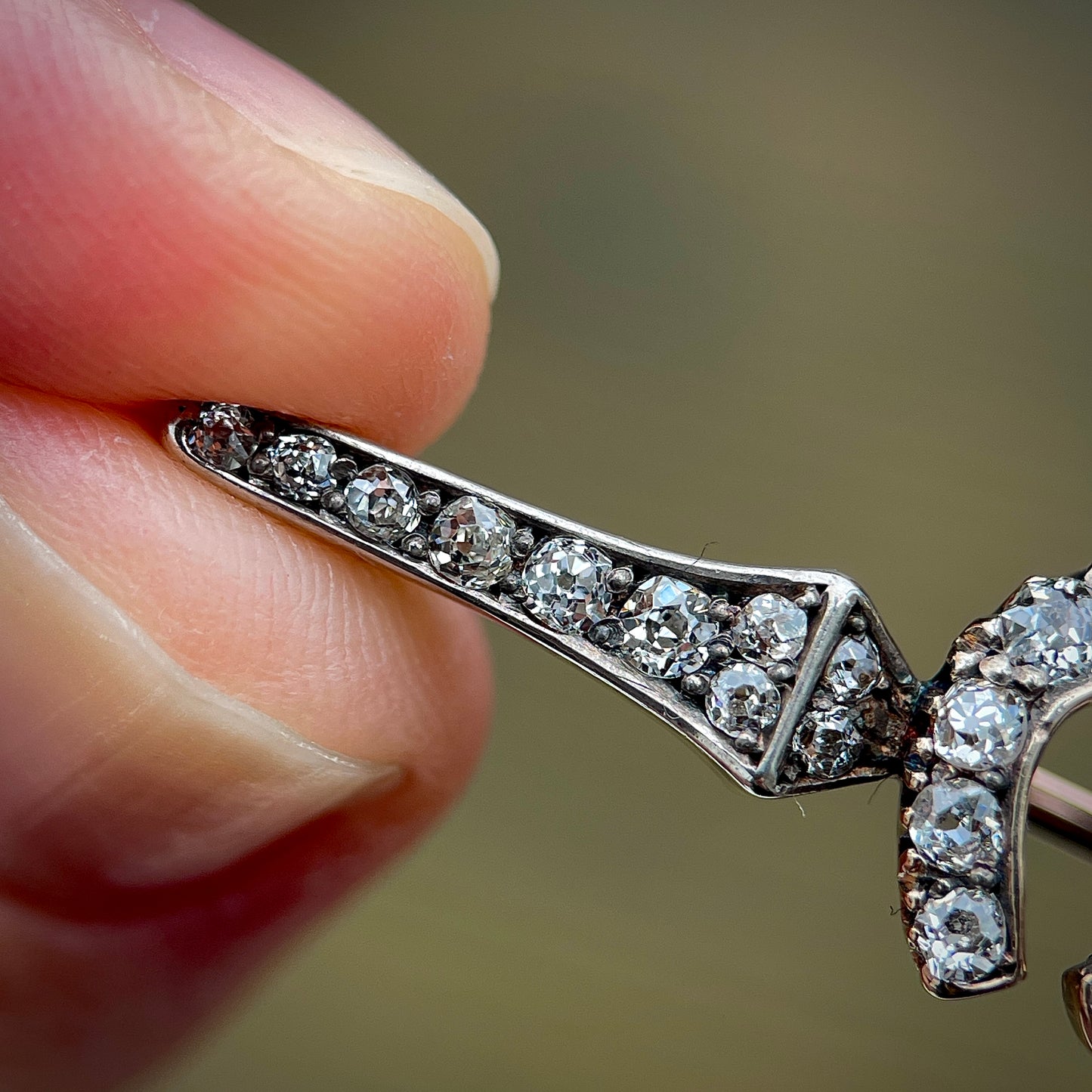 Antique Gold & Silver 1.00ct Old Cut Diamond Equestrian HorseShoe Brooch Bar Pin
