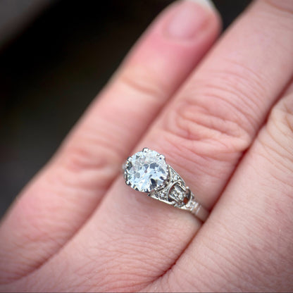 Platinum 1.20ct Old European Cut Diamond Solitaire Engagement Ring