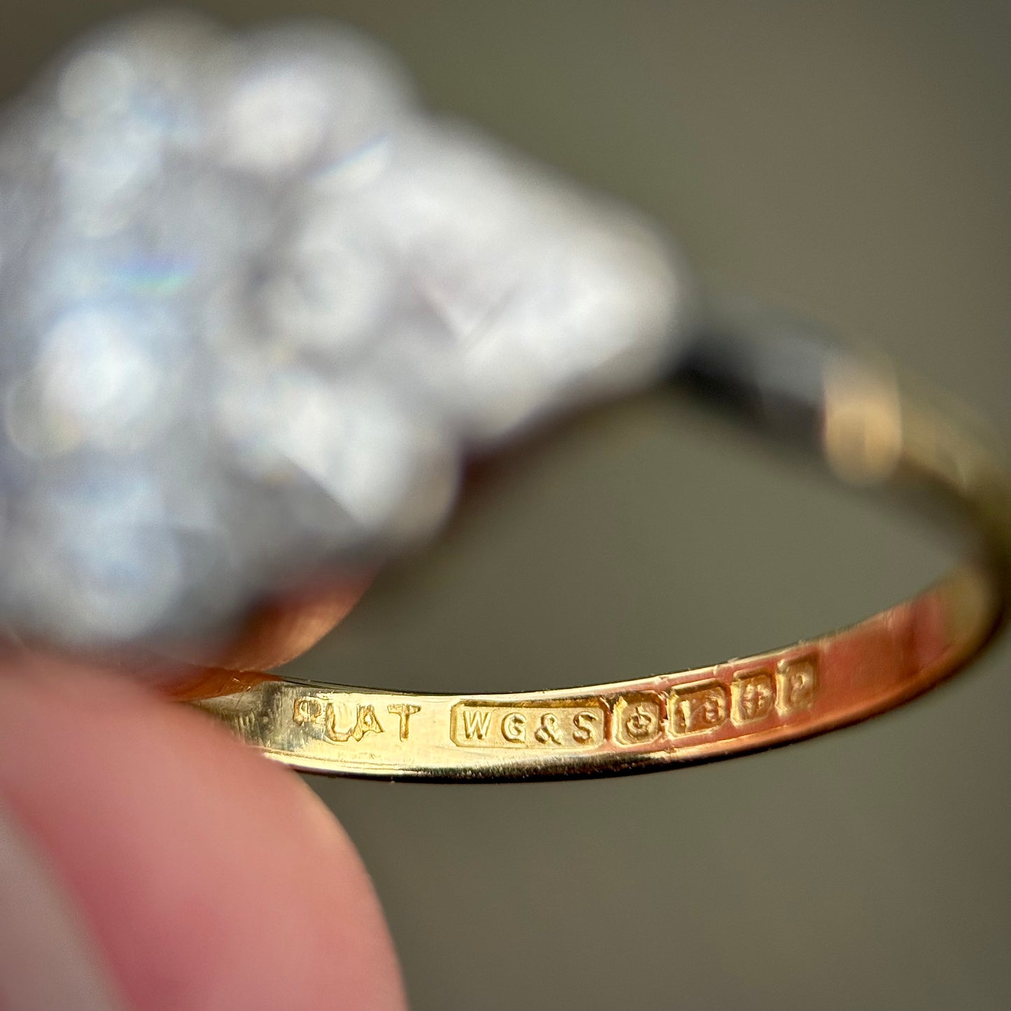 18ct Gold Antique Edwardian 0.75ct Old Cut Diamond Daisy Cluster Ring