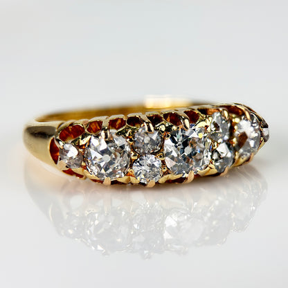 18ct Gold Fully Hallmarked Antique Victorian 1.42ct Old Cut Diamond Ring