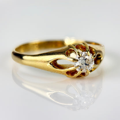 18ct Gold Antique Fully Hallmarked 0.30ct Old Cut Diamond gypsy Ring