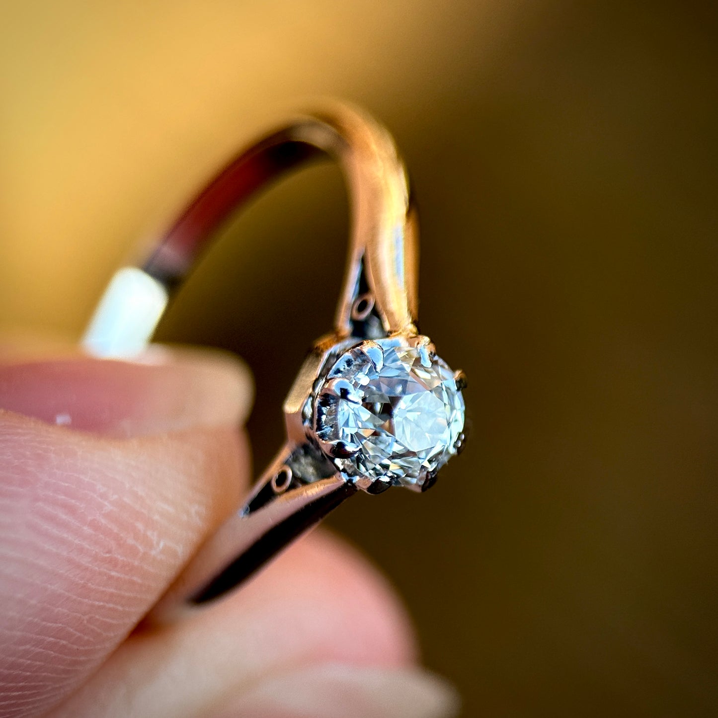 Antique Art Deco Platinum 0.375ct Old Cut Diamond Solitaire Engagement Ring