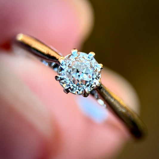 Antique Art Deco Platinum 0.375ct Old Cut Diamond Solitaire Engagement Ring