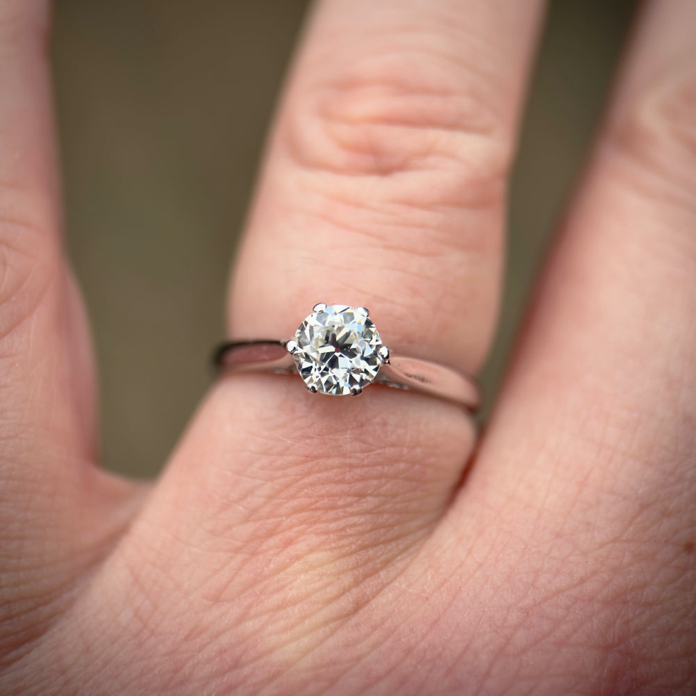 Platinum Antique Art Deco 0.725ct Old Cut Diamond Solitaire Engagement Ring