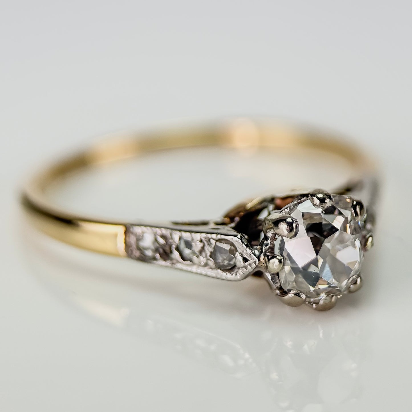 18ct Gold 0.51ct Old Mine Cut Diamond Solitaire Engagement Ring