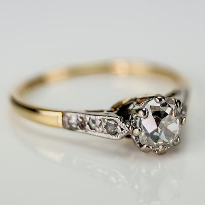 18ct Gold 0.51ct Old Mine Cut Diamond Solitaire Engagement Ring