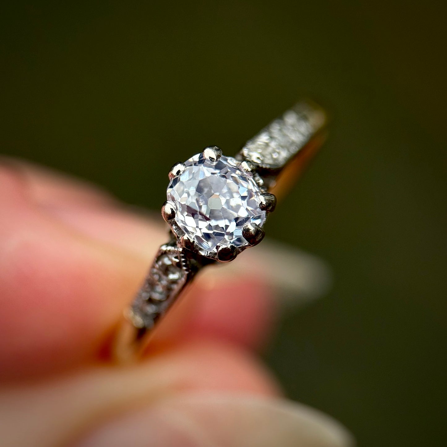 18ct Gold 0.51ct Old Mine Cut Diamond Solitaire Engagement Ring