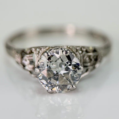 Platinum 1.20ct Old European Cut Diamond Solitaire Engagement Ring