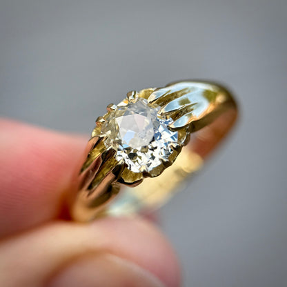 18ct Gold Antique Fully Hallmarked 1.21ct Old Cut Diamond gypsy Ring