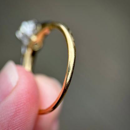 Vintage 18ct Gold Plat 0.45ct Diamond Solitaire Engagement Ring