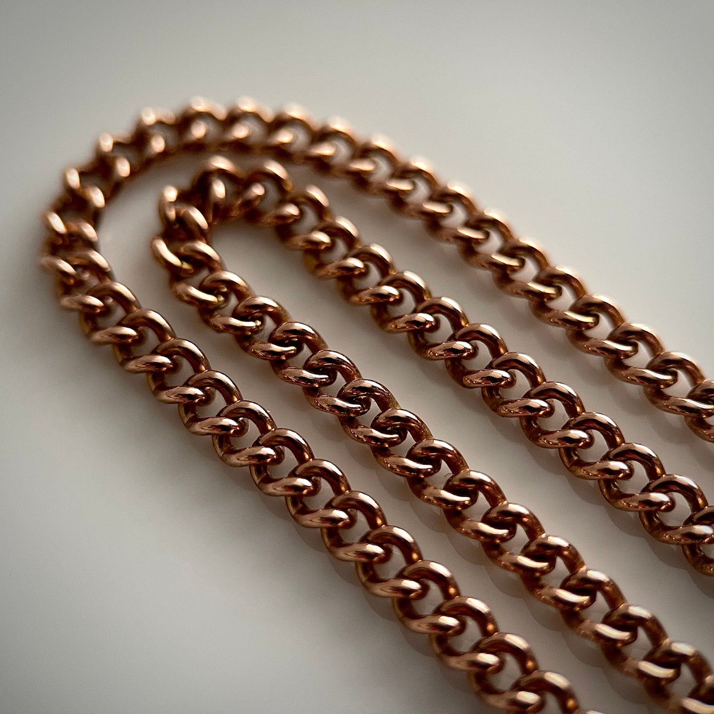 9CT Solid Rose Gold Curb Link Chain 17 Inches With Dog Clip - Superb Quality
