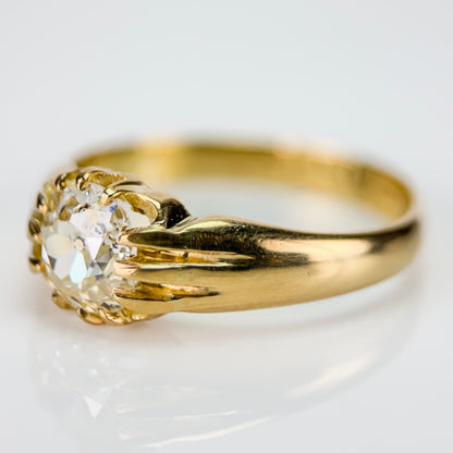 18ct Gold Antique Fully Hallmarked 1.21ct Old Cut Diamond gypsy Ring