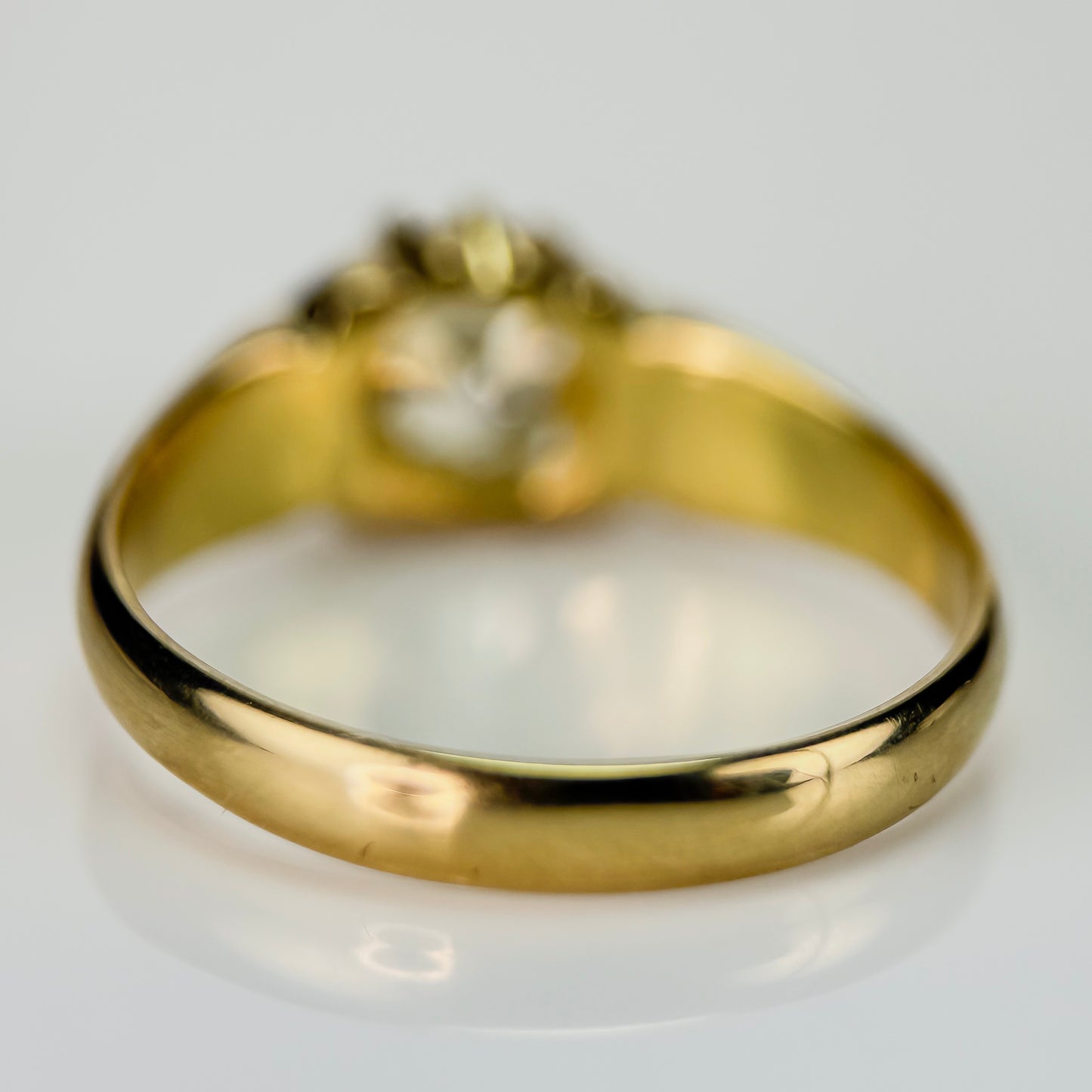 18ct Gold Antique Fully Hallmarked 1.21ct Old Cut Diamond gypsy Ring