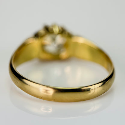 18ct Gold Antique Fully Hallmarked 1.21ct Old Cut Diamond gypsy Ring