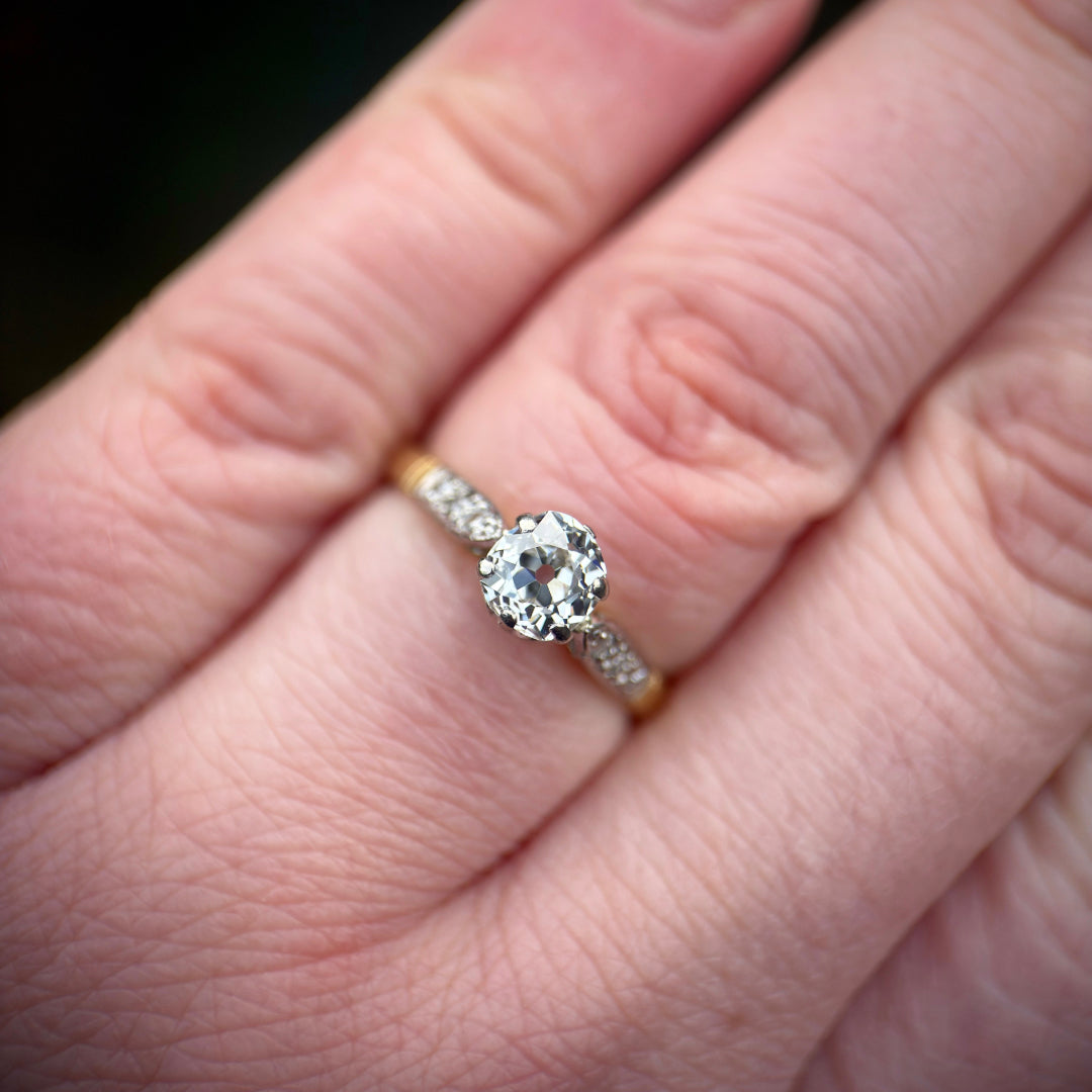 18ct Gold 0.68ct Old Mine Cut Diamond Solitaire Engagement Ring 2.3g