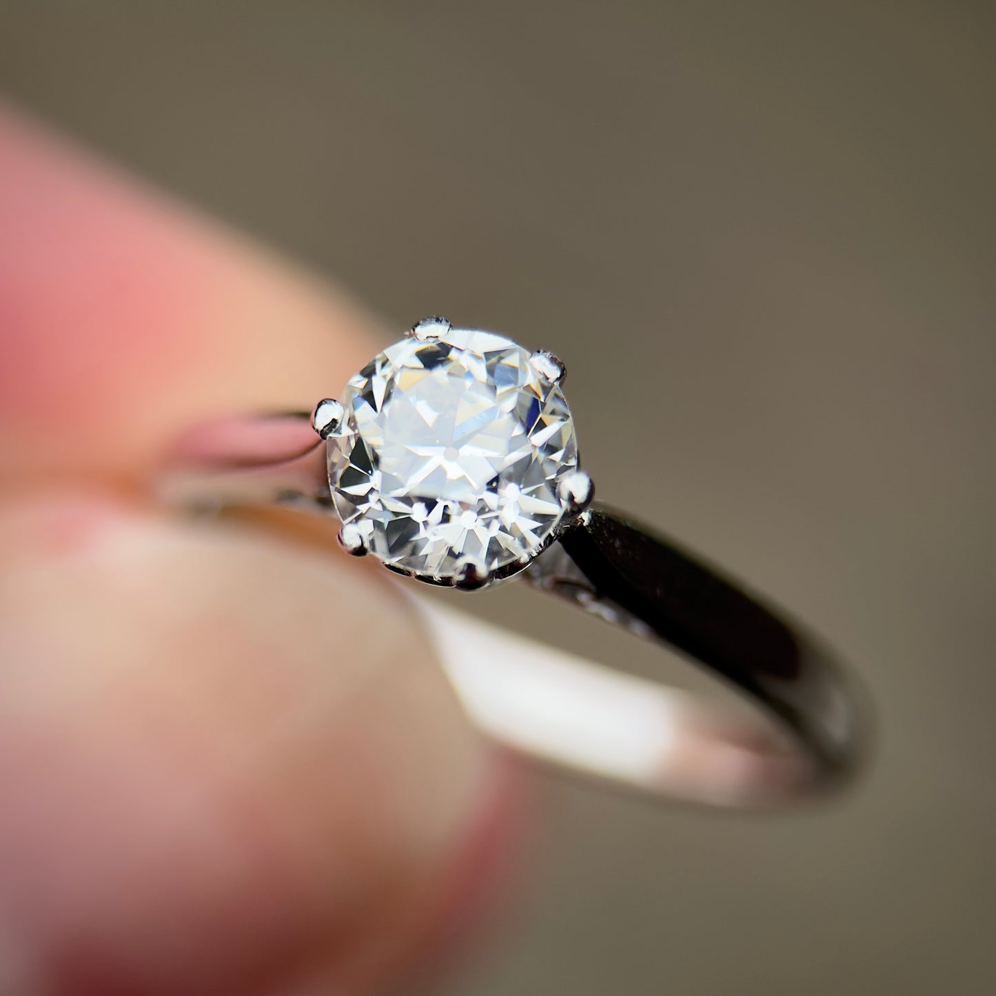 Platinum Antique Art Deco 0.725ct Old Cut Diamond Solitaire Engagement Ring