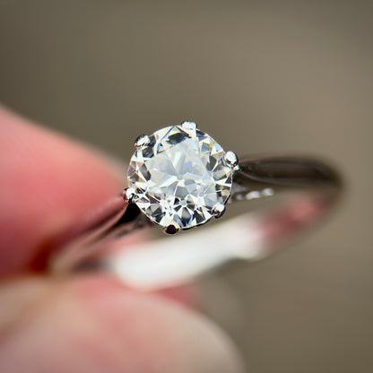 Platinum Antique Art Deco 0.725ct Old Cut Diamond Solitaire Engagement Ring
