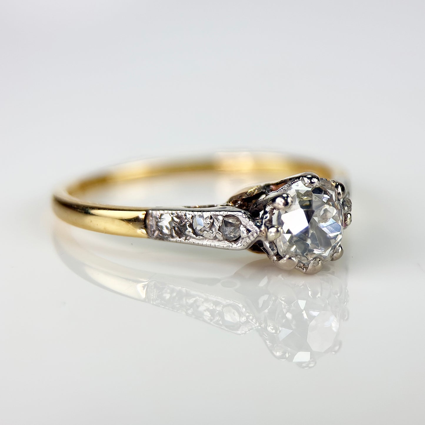 18ct Gold 0.51ct Old Mine Cut Diamond Solitaire Engagement Ring