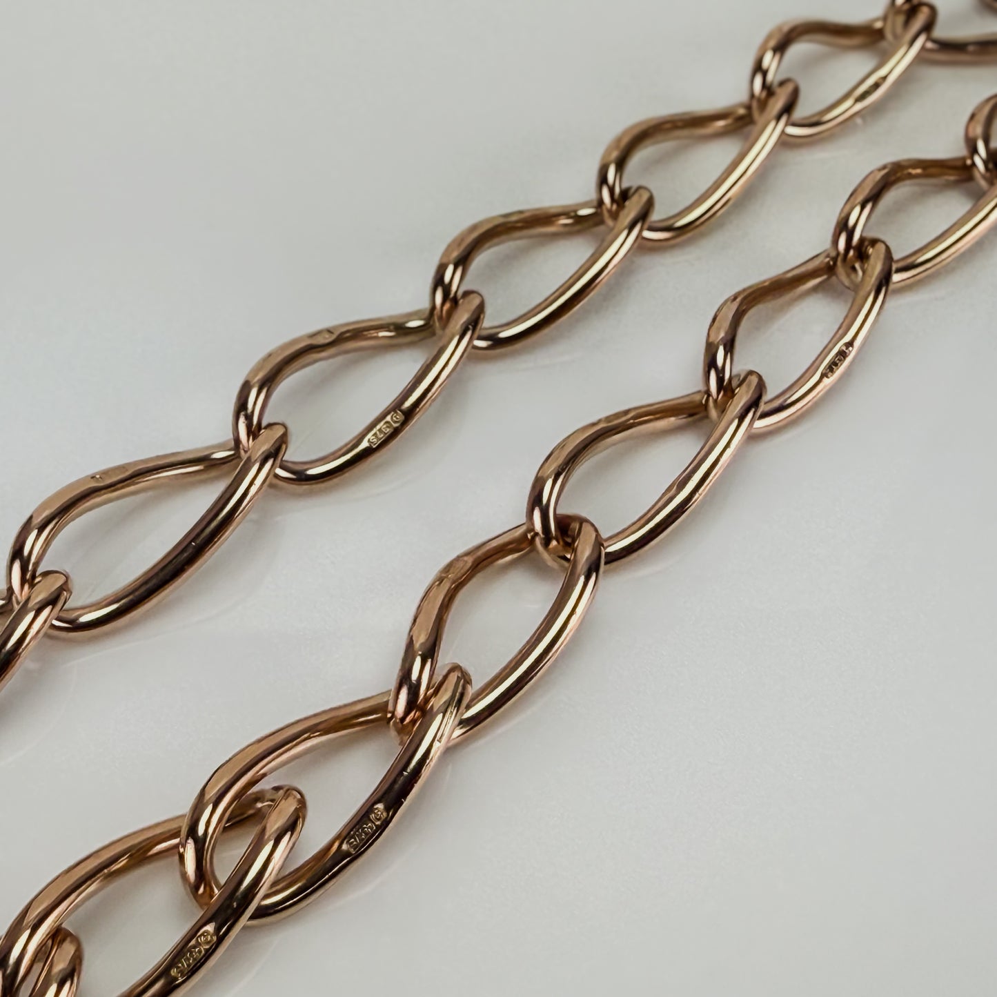 Antique 9ct Rose Gold 17.5" twisted oval Watch Albert Chain 56 grams solid heavy