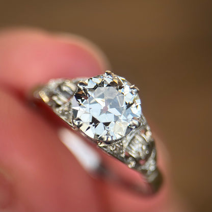 Platinum 1.20ct Old European Cut Diamond Solitaire Engagement Ring