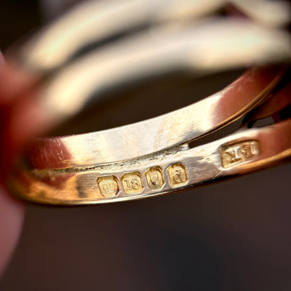 18CT Gold Antique Fully Hallmarked Victorian Old Cut Diamond Snake Ring 8.2g