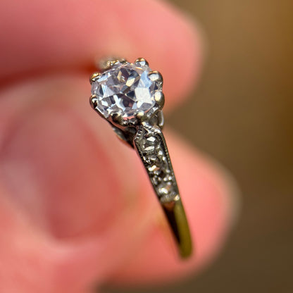 18ct Gold 0.51ct Old Mine Cut Diamond Solitaire Engagement Ring