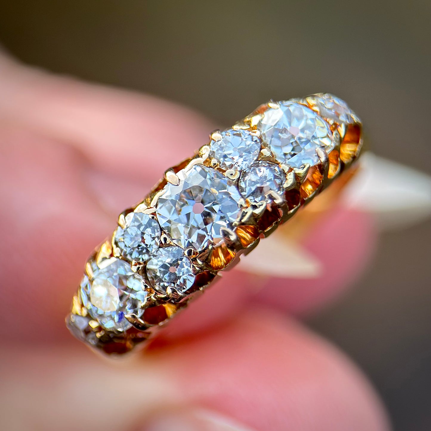 18ct Gold Fully Hallmarked Antique Victorian 1.42ct Old Cut Diamond Ring