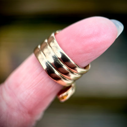 18CT Gold Antique Victorian 0.30ct Old Cut Diamond Snake Ring 9.7 grams
