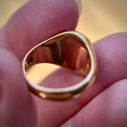 *RESERVED* + RESIZE to J 1/2 UK 18ct Gold Antique Victorian Lion Intaglio Solitaire Signet Ring HEAVY 9.3g