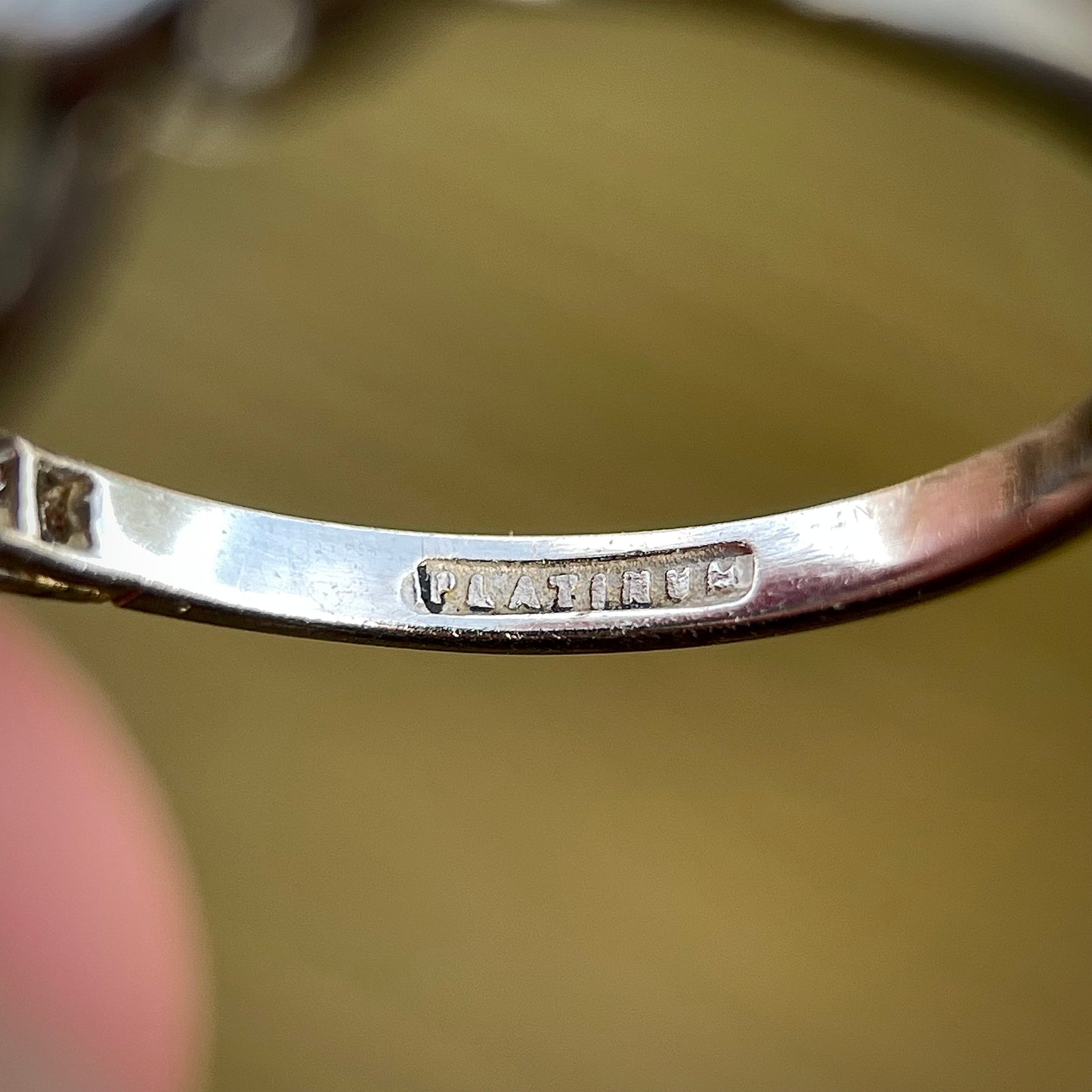 Platinum Art Deco Antique Sugarloaf Turquoise & Old Cut Diamond Three Stone Ring