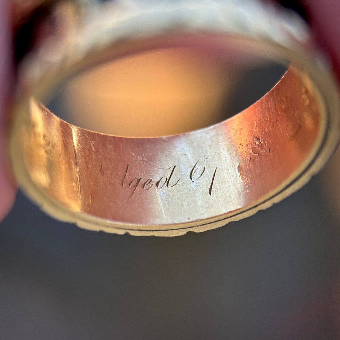 18ct Gold Antique Georgian 1827 Enamel Mourning Memorial Ring