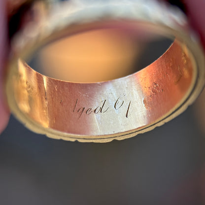 18ct Gold Antique Georgian 1827 Enamel Mourning Memorial Ring