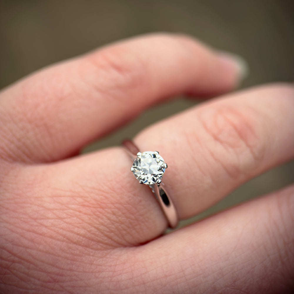 Platinum Antique Art Deco 0.725ct Old Cut Diamond Solitaire Engagement Ring