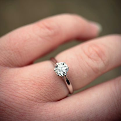 Platinum Antique Art Deco 0.725ct Old Cut Diamond Solitaire Engagement Ring
