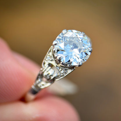 Platinum 1.20ct Old European Cut Diamond Solitaire Engagement Ring