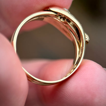 18CT Gold Antique Fully Hallmarked Victorian Old Cut Diamond Snake Ring 8.2g