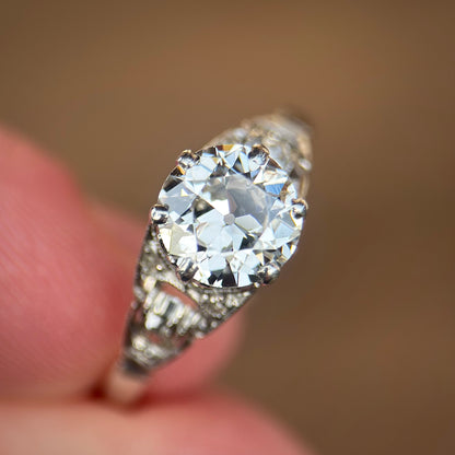 Platinum 1.20ct Old European Cut Diamond Solitaire Engagement Ring