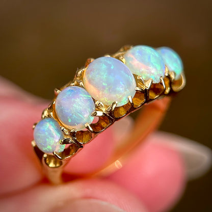 ***RESERVED for customer*** 18CT Gold Antique Victorian Fully Hallmarked 1896 Fiery Crystal Opal Ring