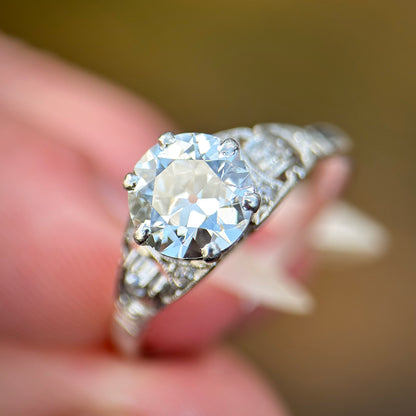 Platinum 1.20ct Old European Cut Diamond Solitaire Engagement Ring