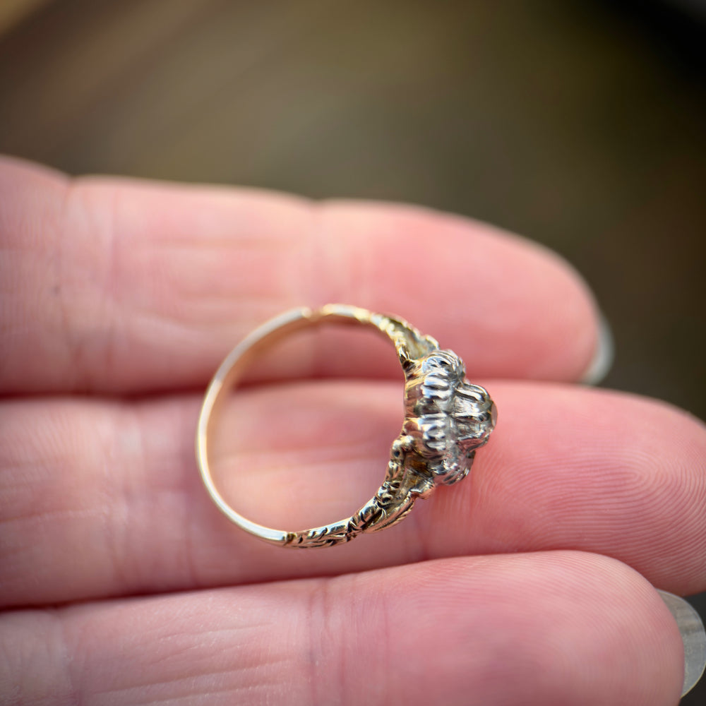 14ct Gold & Silver Antique Georgian 0.57ct Old cut diamond cluster Ring