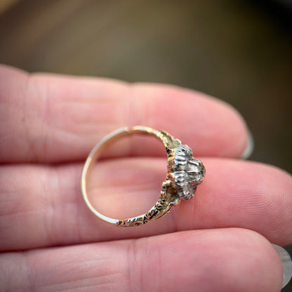 14ct Gold & Silver Antique Georgian 0.57ct Old cut diamond cluster Ring