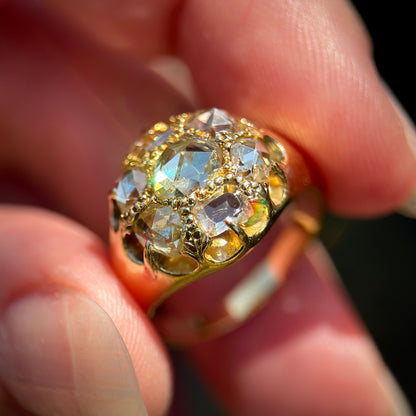 18ct Gold Antique 2.4ct old rose & table cut diamond cluster ring