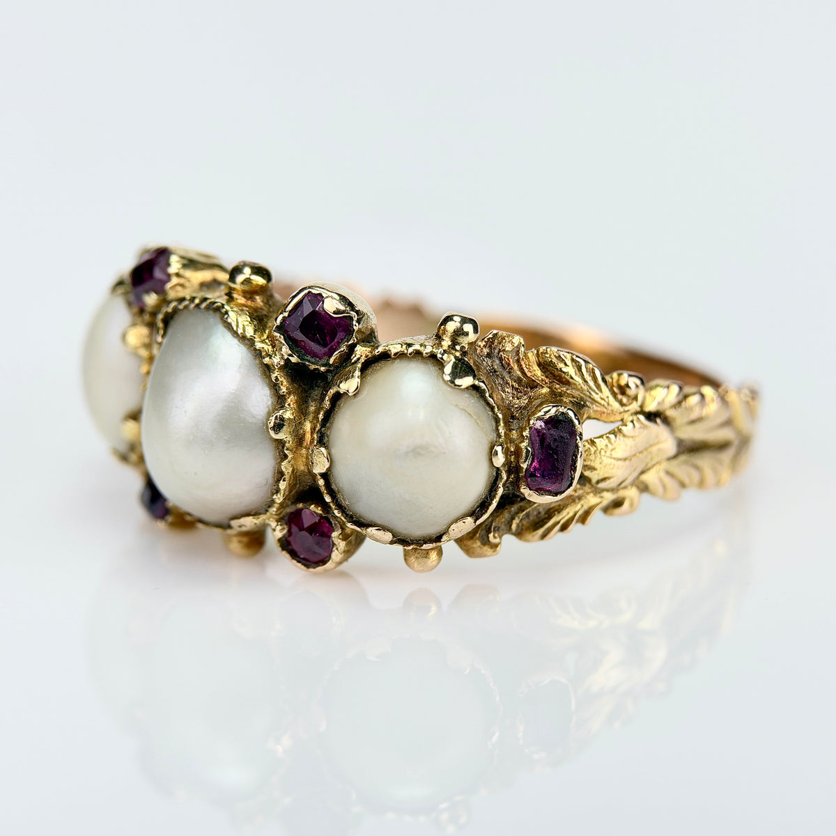 18ct Gold Antique Georgian Pearl & Ruby ring