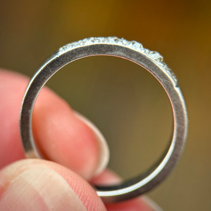 18CT White Gold 0.42ct Old Cut Diamond Half Eternity Band Ring Size N 1/2 4.5g