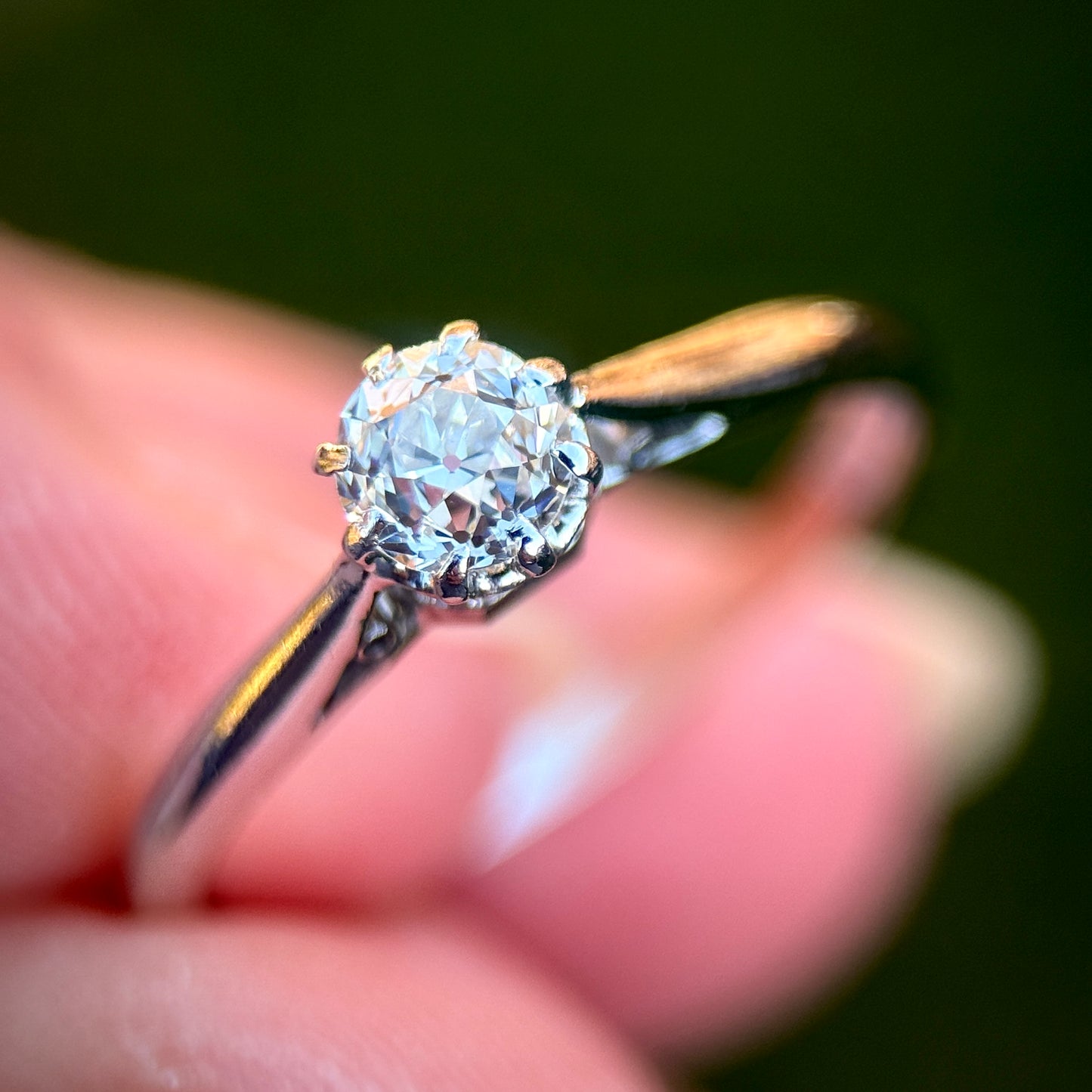 Antique Art Deco Platinum 0.375ct Old Cut Diamond Solitaire Engagement Ring