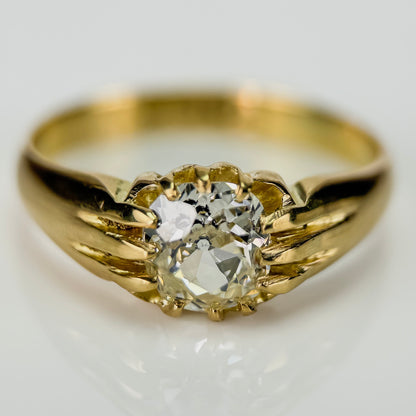 18ct Gold Antique Fully Hallmarked 1.21ct Old Cut Diamond gypsy Ring