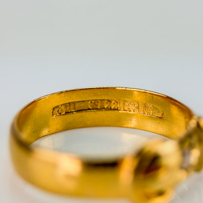 22ct Gold Antique Victorian Fully hallmarked Old Rose Cut Diamond buckle Ring