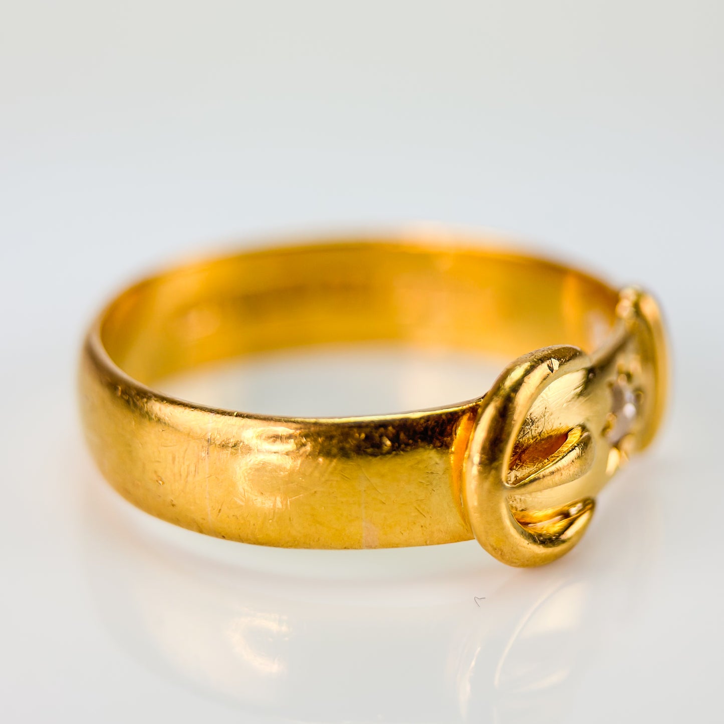 22ct Gold Antique Victorian Fully hallmarked Old Rose Cut Diamond buckle Ring