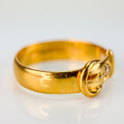 22ct Gold Antique Victorian Fully hallmarked Old Rose Cut Diamond buckle Ring